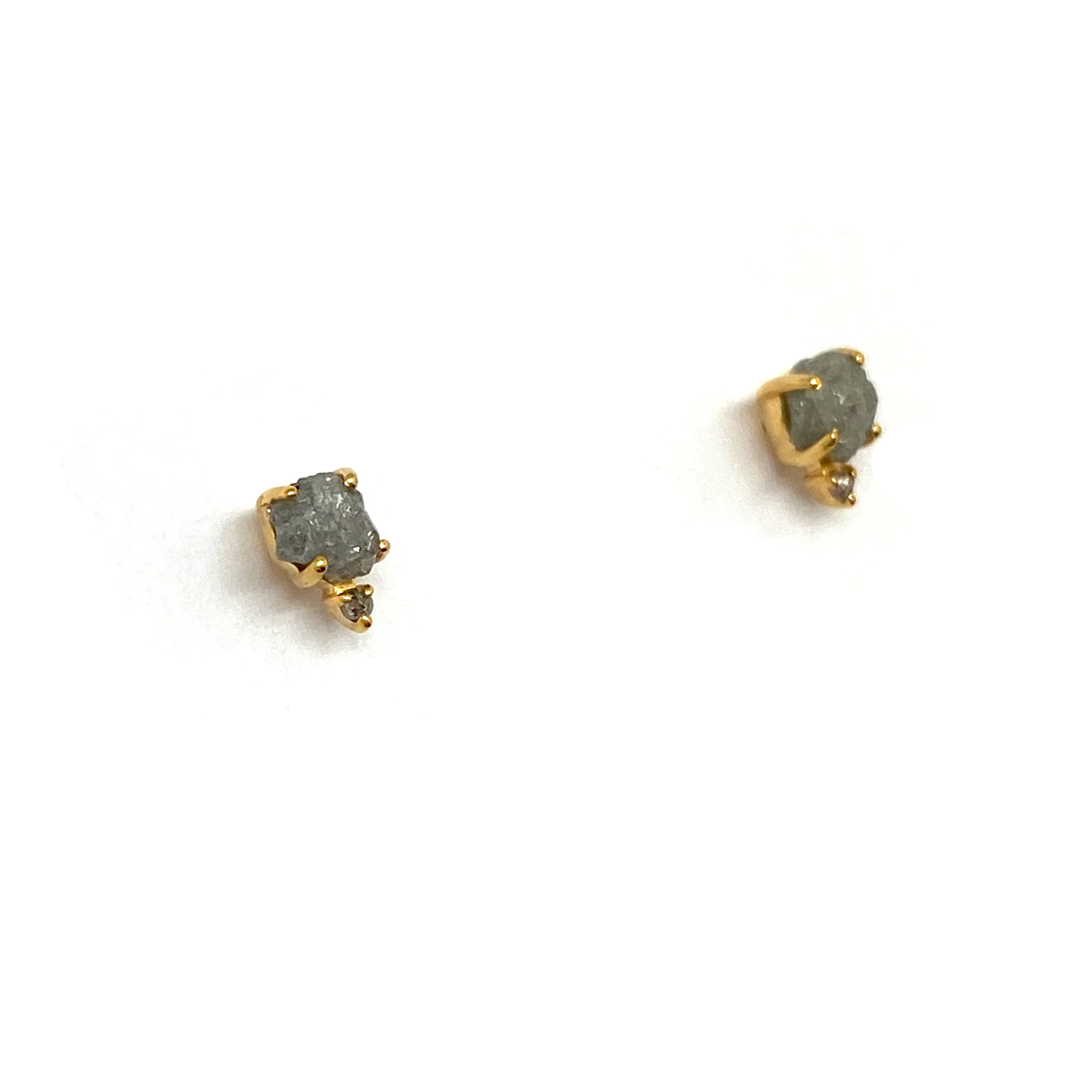 Dual Diamond and Gold Stud Earrings