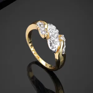 Estele Gold & Rhodium Plated Stunning Finger Ring with Crystals for Women