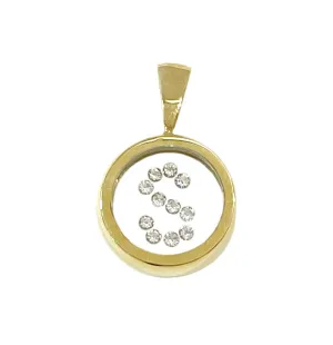 Floating Diamond Circle Pendant: Yellow Gold (A-Z)