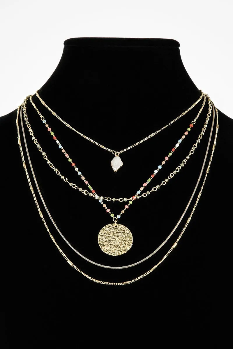 FMN092 Pearl Drop Necklace Multi