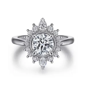 Gabriel & Co Heidi - 14K White Gold Fancy Halo Round Diamond Engagement Ring