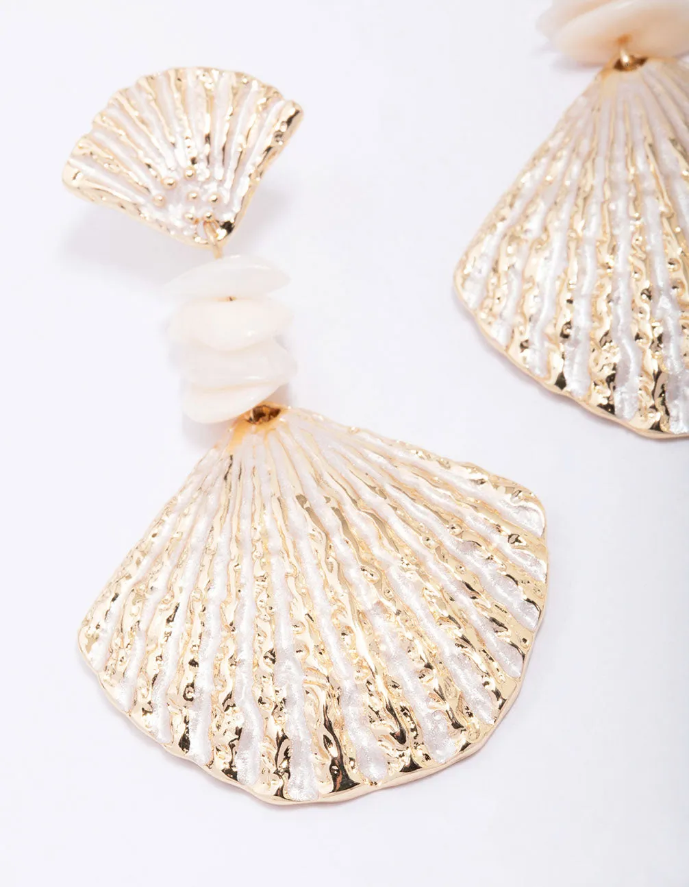 Gold Glowing Shell Drop Earrings