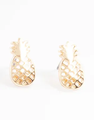 Gold Pineapple Stud Earrings