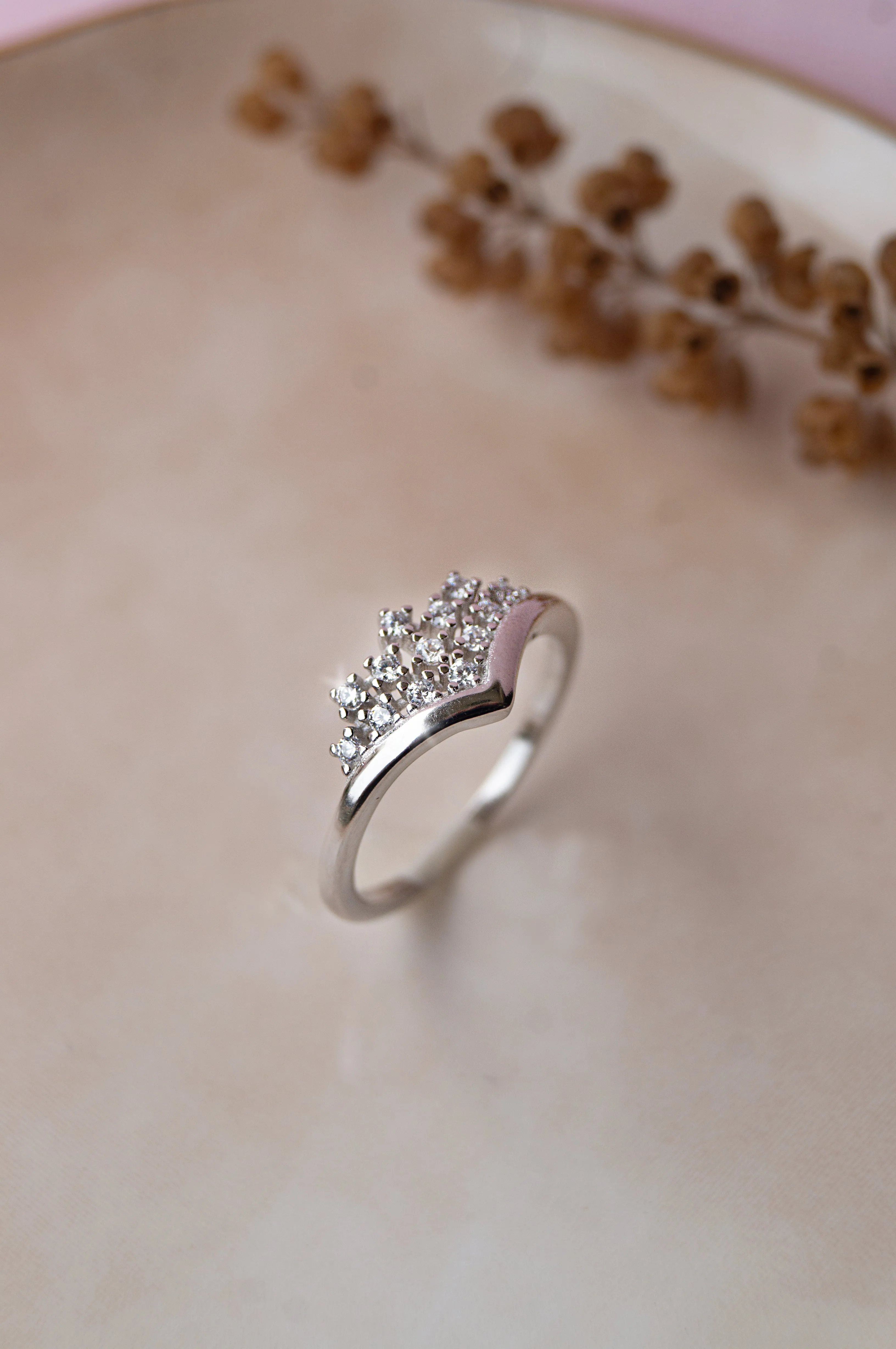 Grandeur Crown Sterling Silver Ring