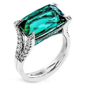 Green Tourmaline Fashion Ring in 18k Gold with Diamonds