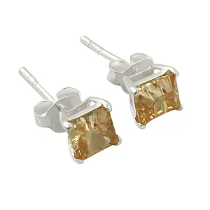 Handmade Zirconia Gemstone Silver Earrings - Unique Pitch Design