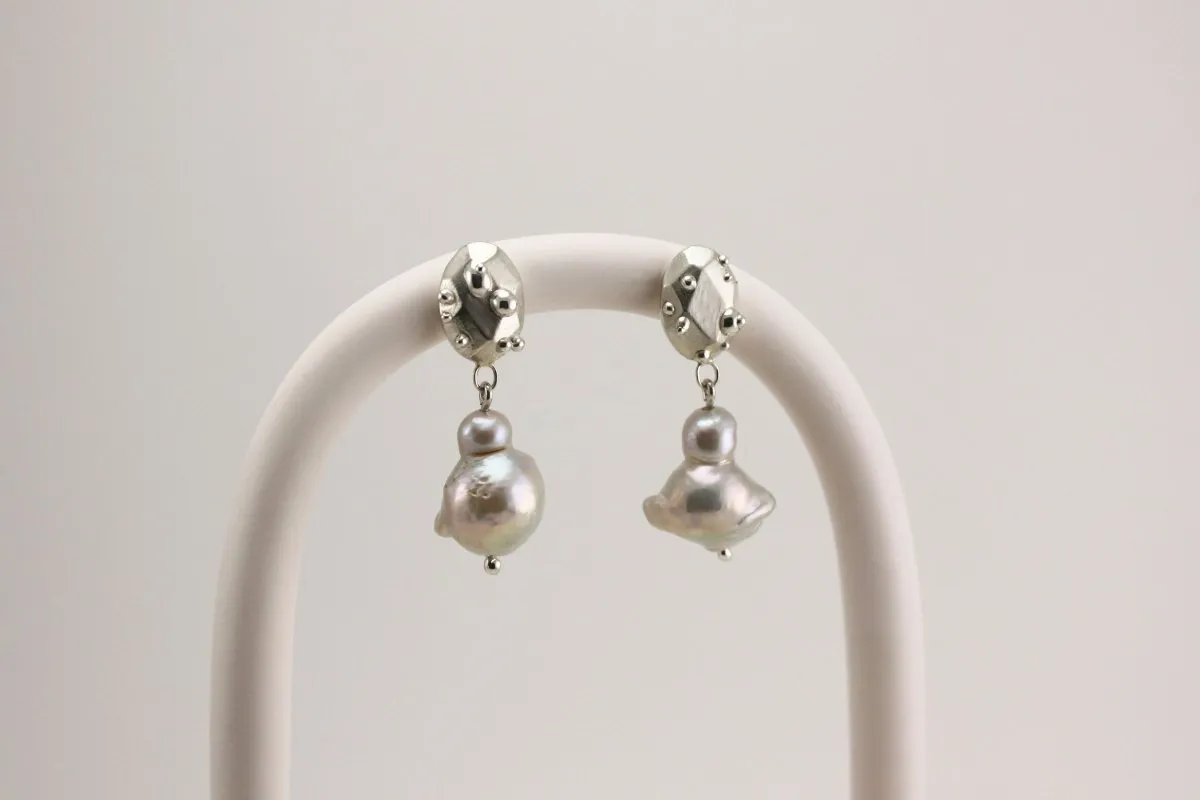 House of Hudson White Pearl and Blob Earrings