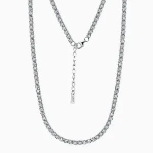 Iced Out Cubic Zirconia Rhodium Plated Sterling Silver Tennis Necklace