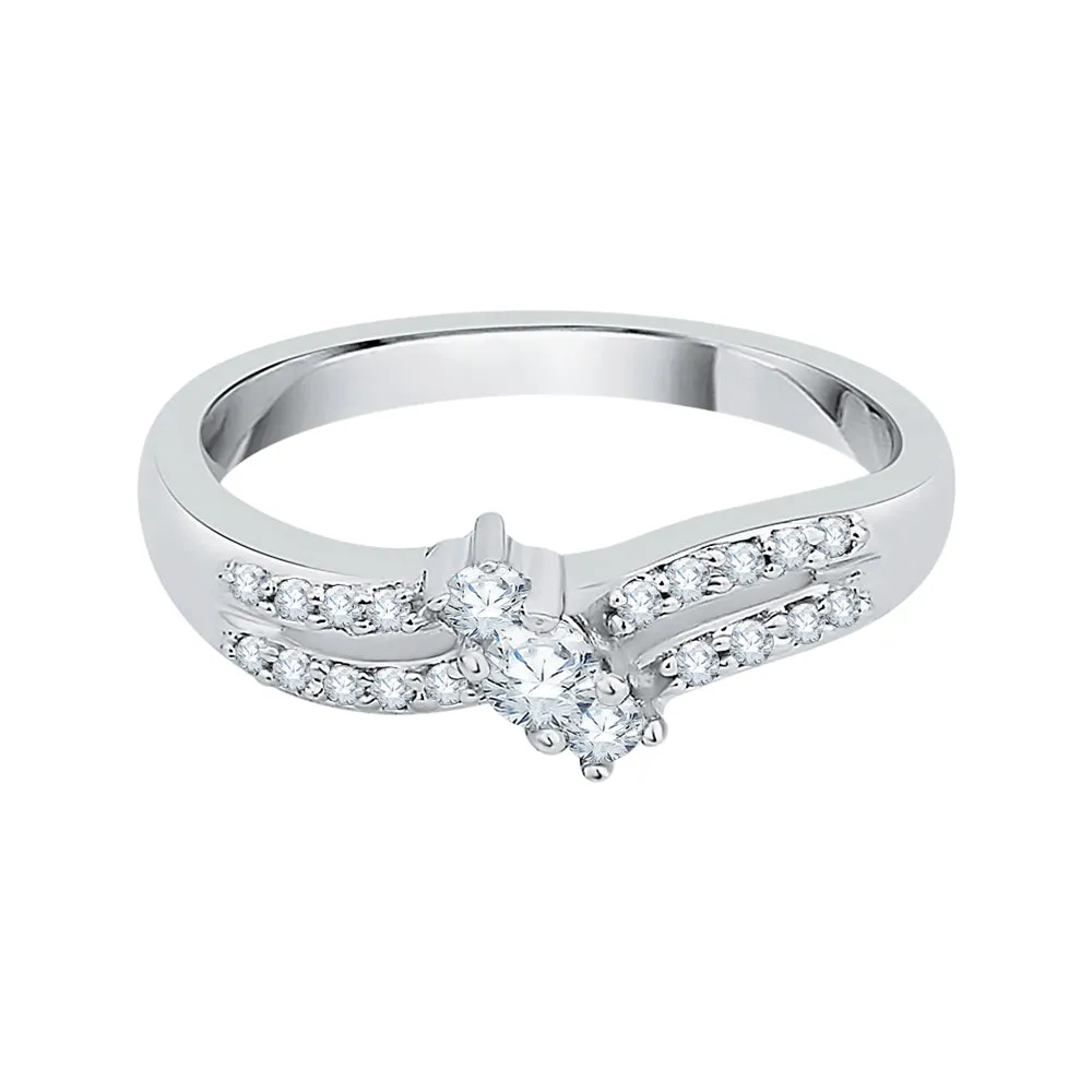 KATARINA 1/4 cttw 3 Stone Diamond Engagement Ring