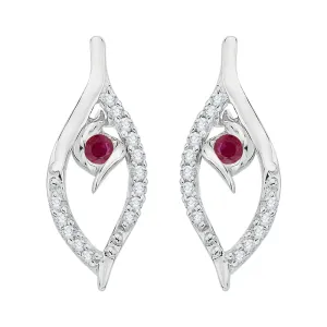 KATARINA Diamond and Ruby Fashion Earrings (1/6 cttw)