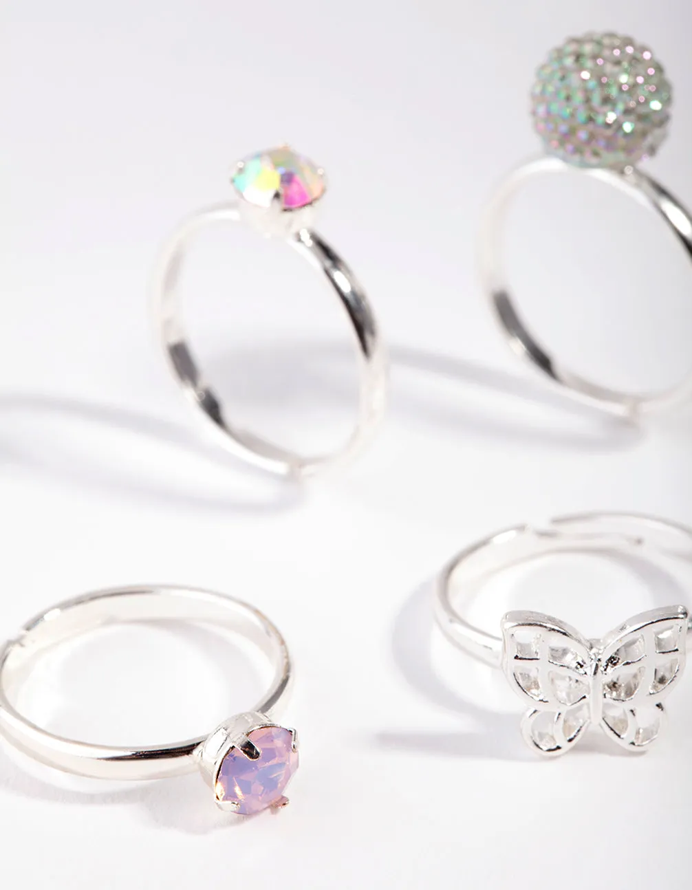 Kids Silver Butterfly Ring 6-Pack