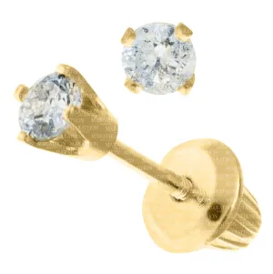 Kids Yellow Gold Diamond Stud Earrings