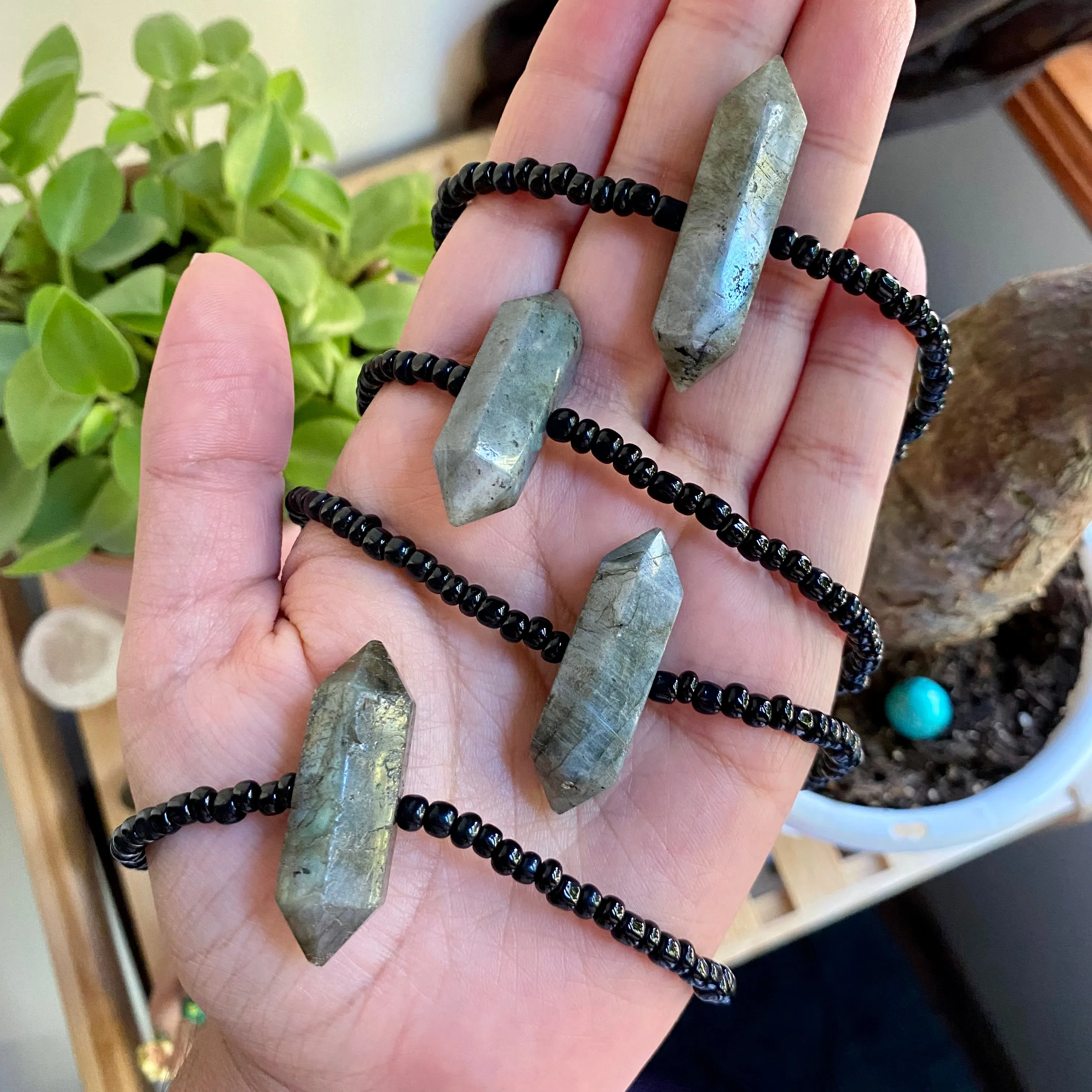 Labradorite Point Beaded Choker