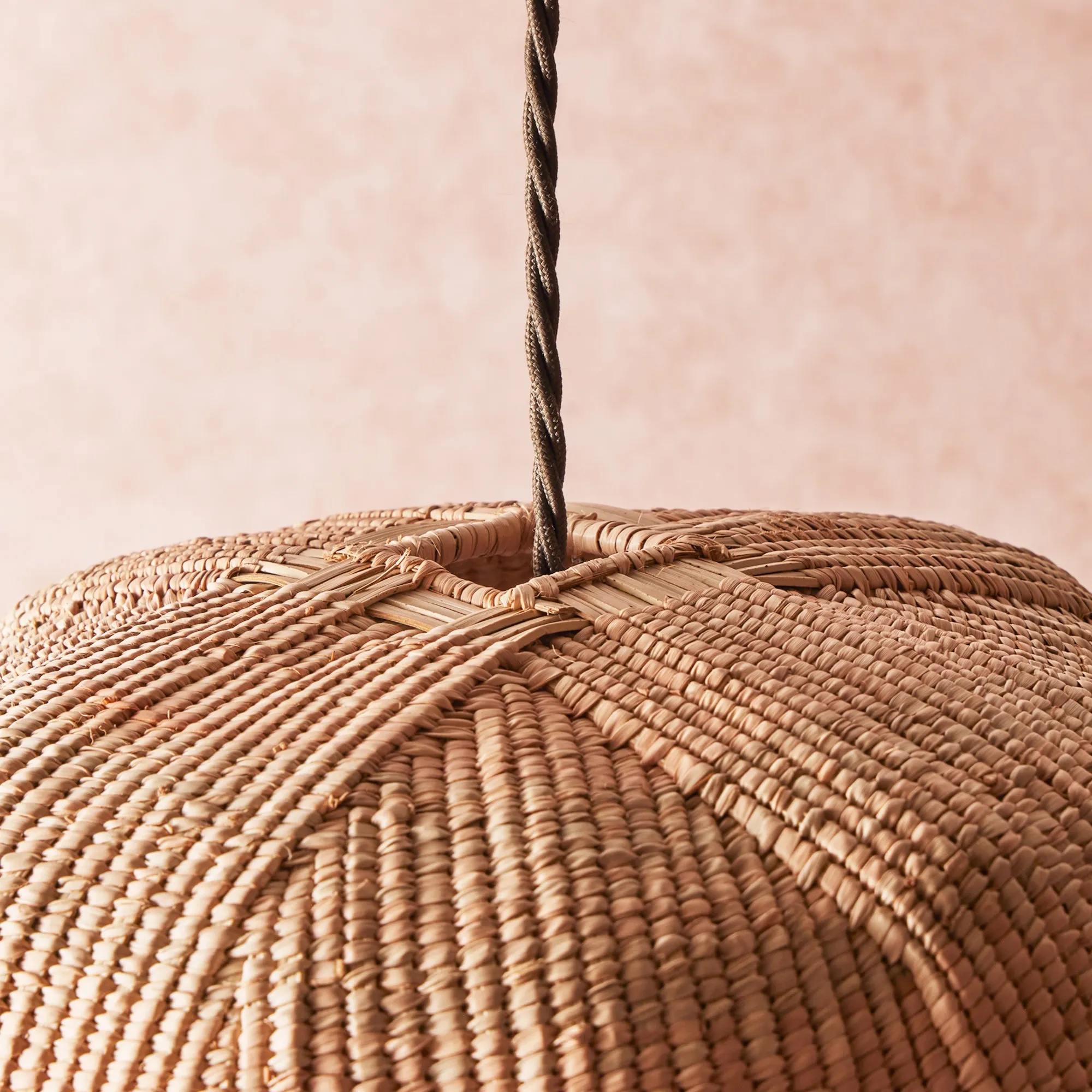 Larger Wonky Wave natural woven palm basket