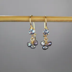 Light Blue Zircon Small Clover Earrings