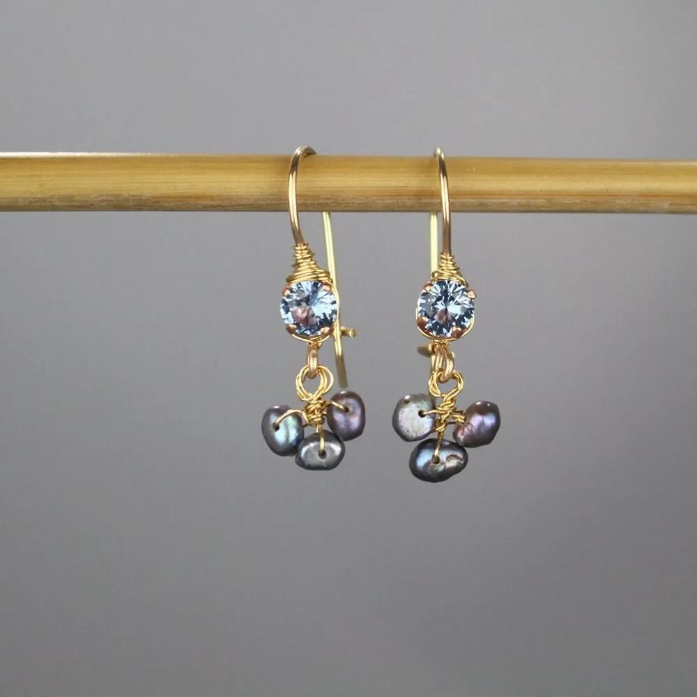 Light Blue Zircon Small Clover Earrings