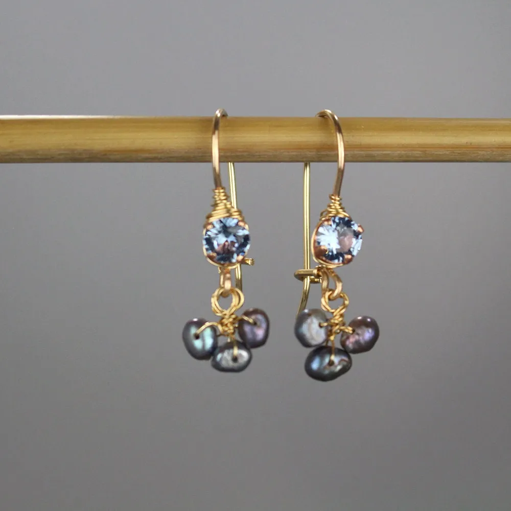 Light Blue Zircon Small Clover Earrings