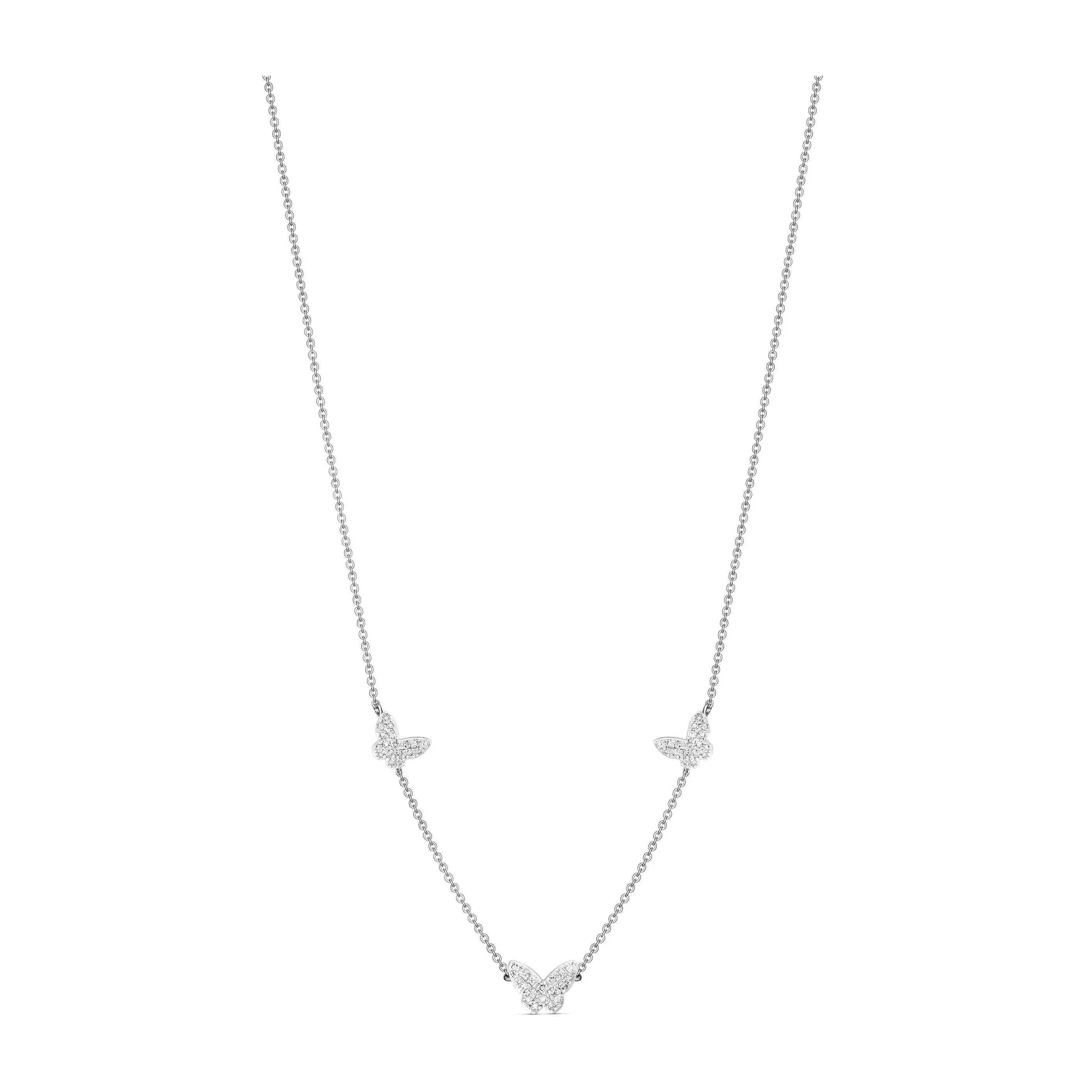 Little Rocks® Butterfly Trio Necklace | 18K White Gold