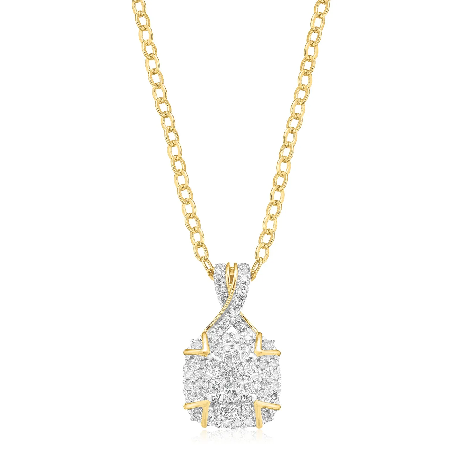 London 9ct Yellow Gold with Round Brilliant Cut 1/3 CARAT tw of Diamond Pendant