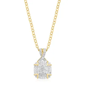 London 9ct Yellow Gold with Round Brilliant Cut 1/3 CARAT tw of Diamond Pendant