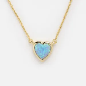 Lustig Blue Opal Heart Necklace