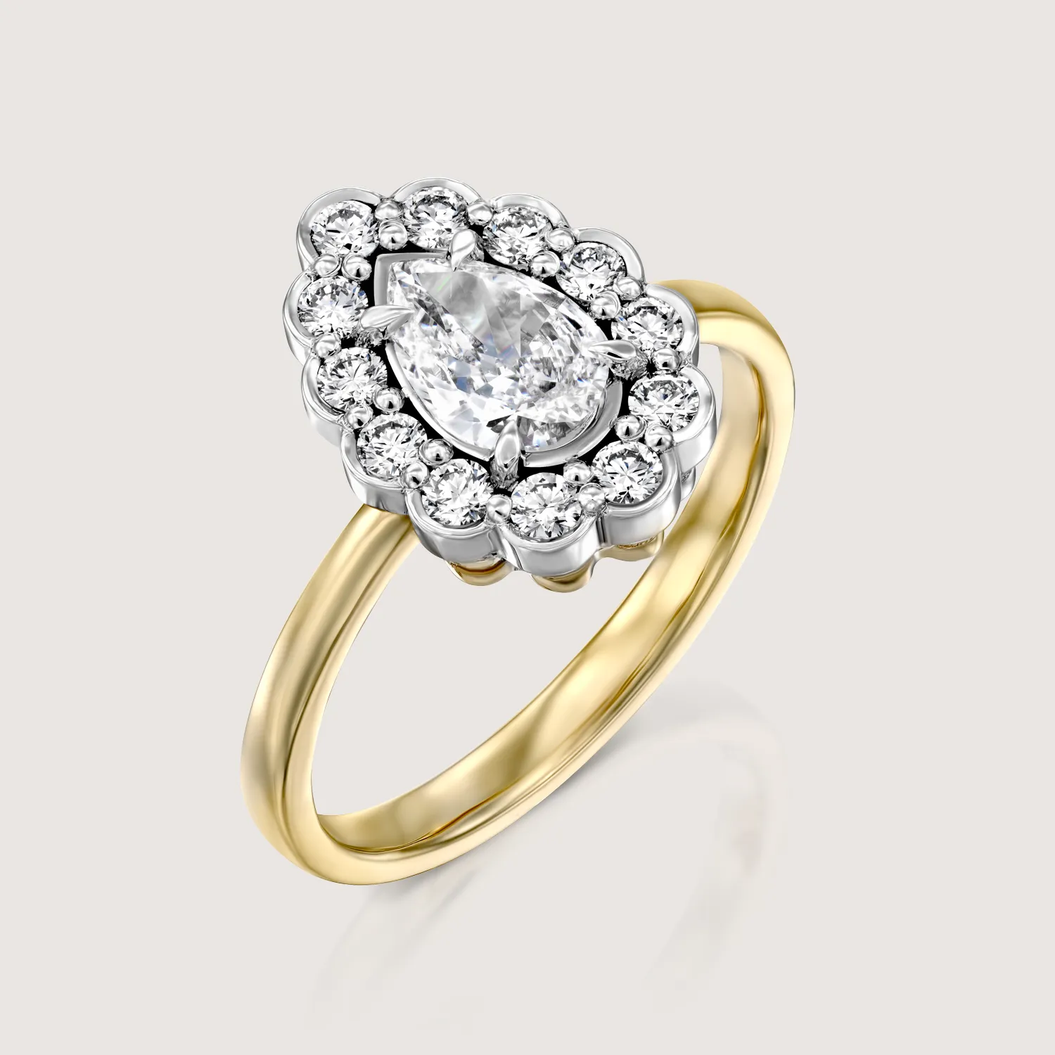 Marie Antoinette Gold Ring White Diamonds