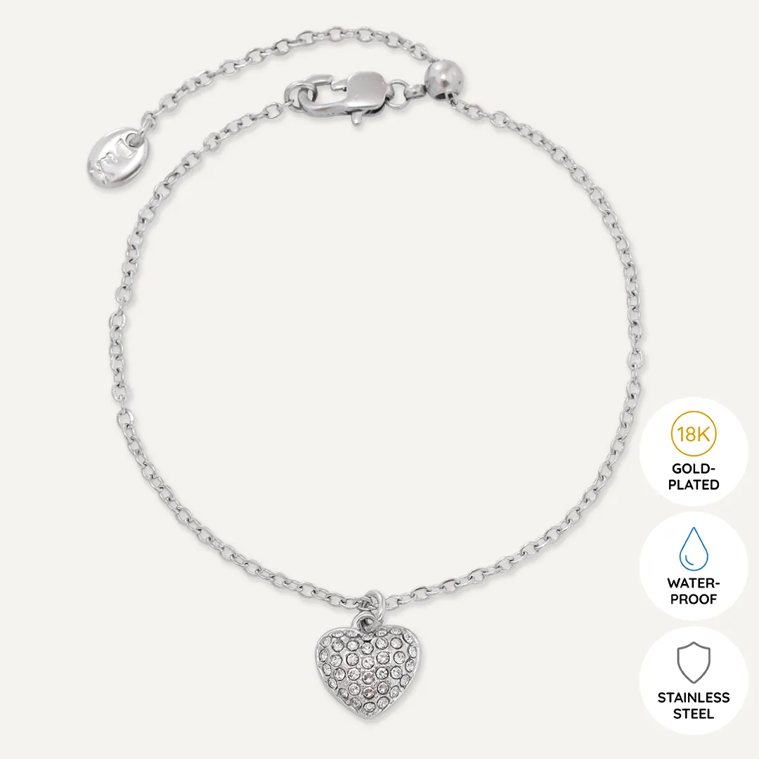 Memories: "MARVELLOUS MAID OF HONOUR" | Heart Bracelet | White Gold-Plated