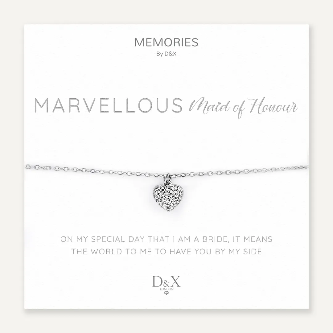 Memories: "MARVELLOUS MAID OF HONOUR" | Heart Bracelet | White Gold-Plated