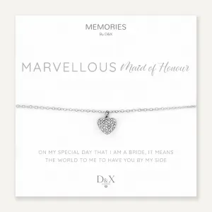 Memories: "MARVELLOUS MAID OF HONOUR" | Heart Bracelet | White Gold-Plated