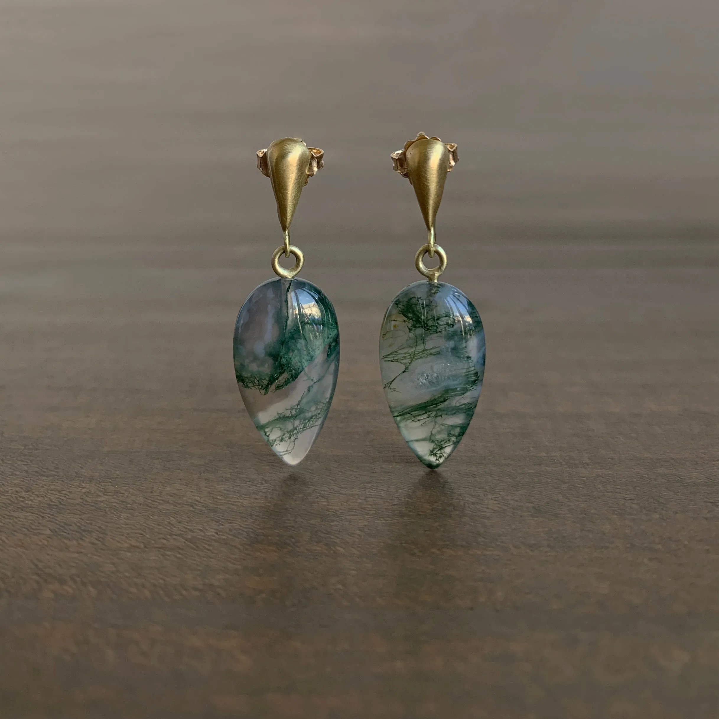 Moss Agate Lacryma Earrings