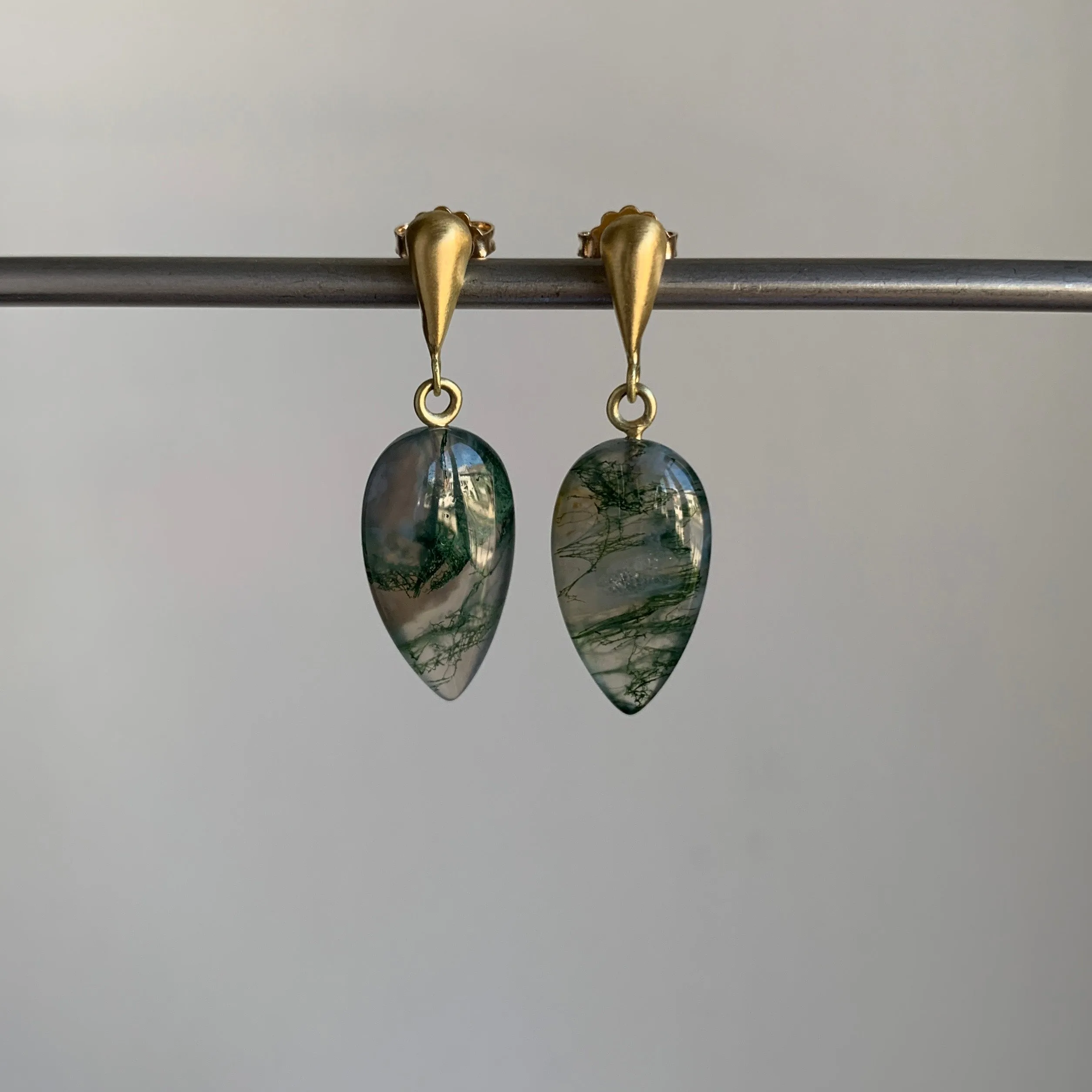 Moss Agate Lacryma Earrings