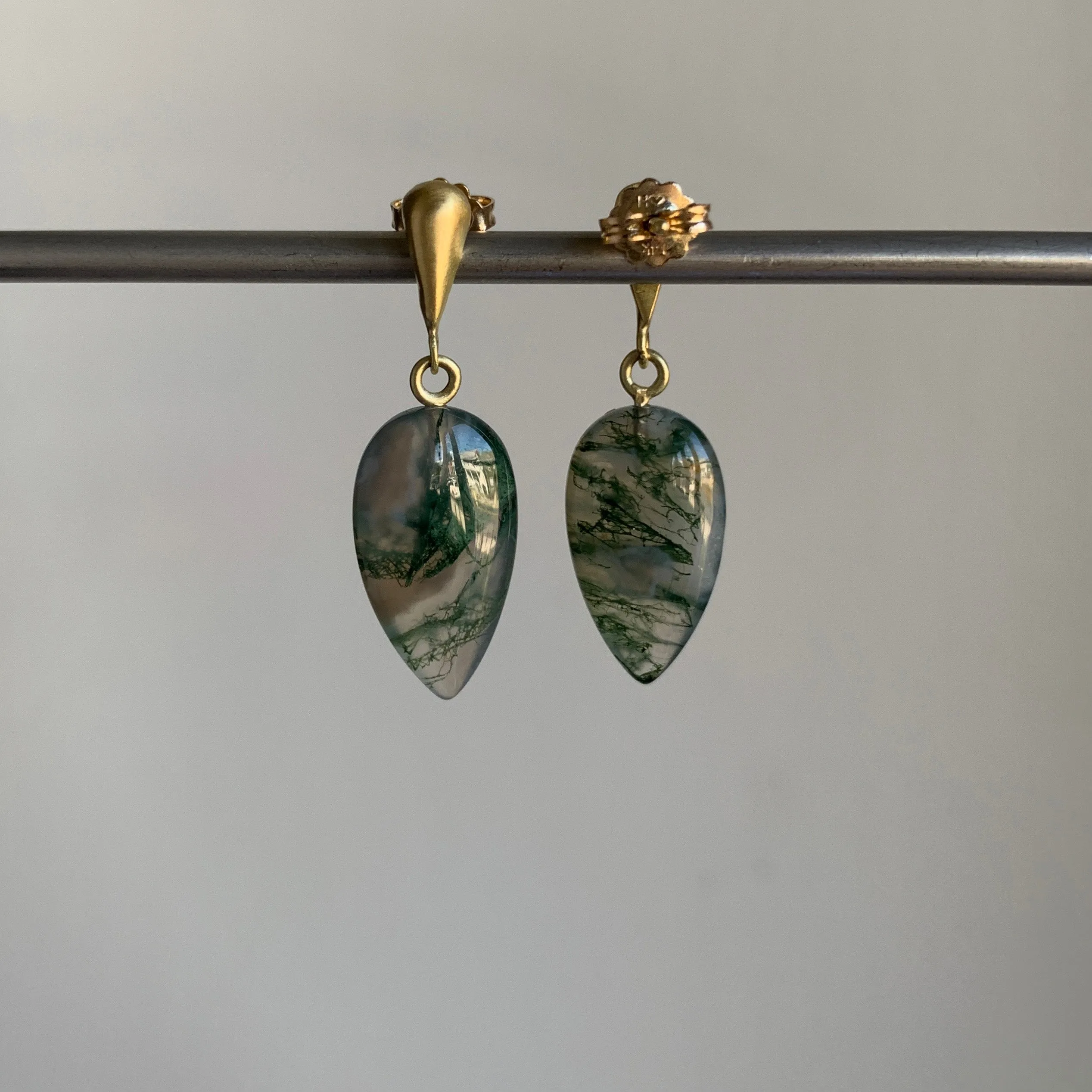 Moss Agate Lacryma Earrings