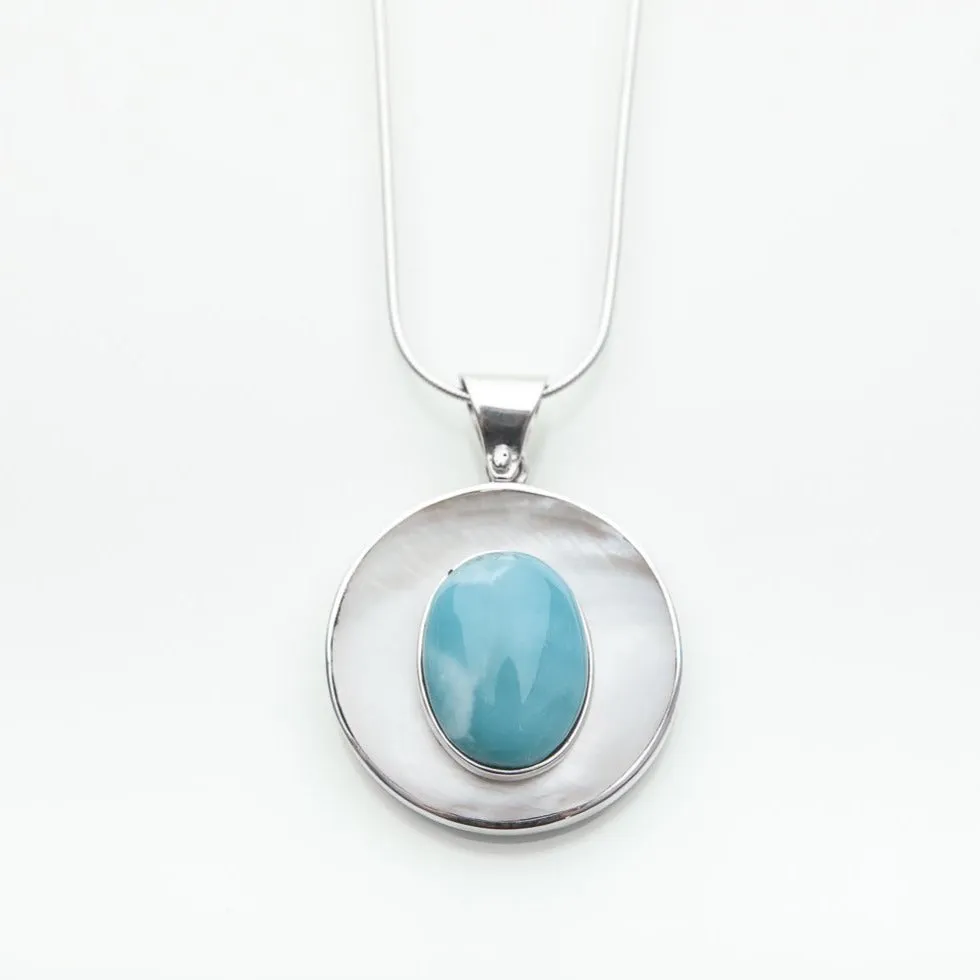 Mother Pearl Larimar Pendant Elaine