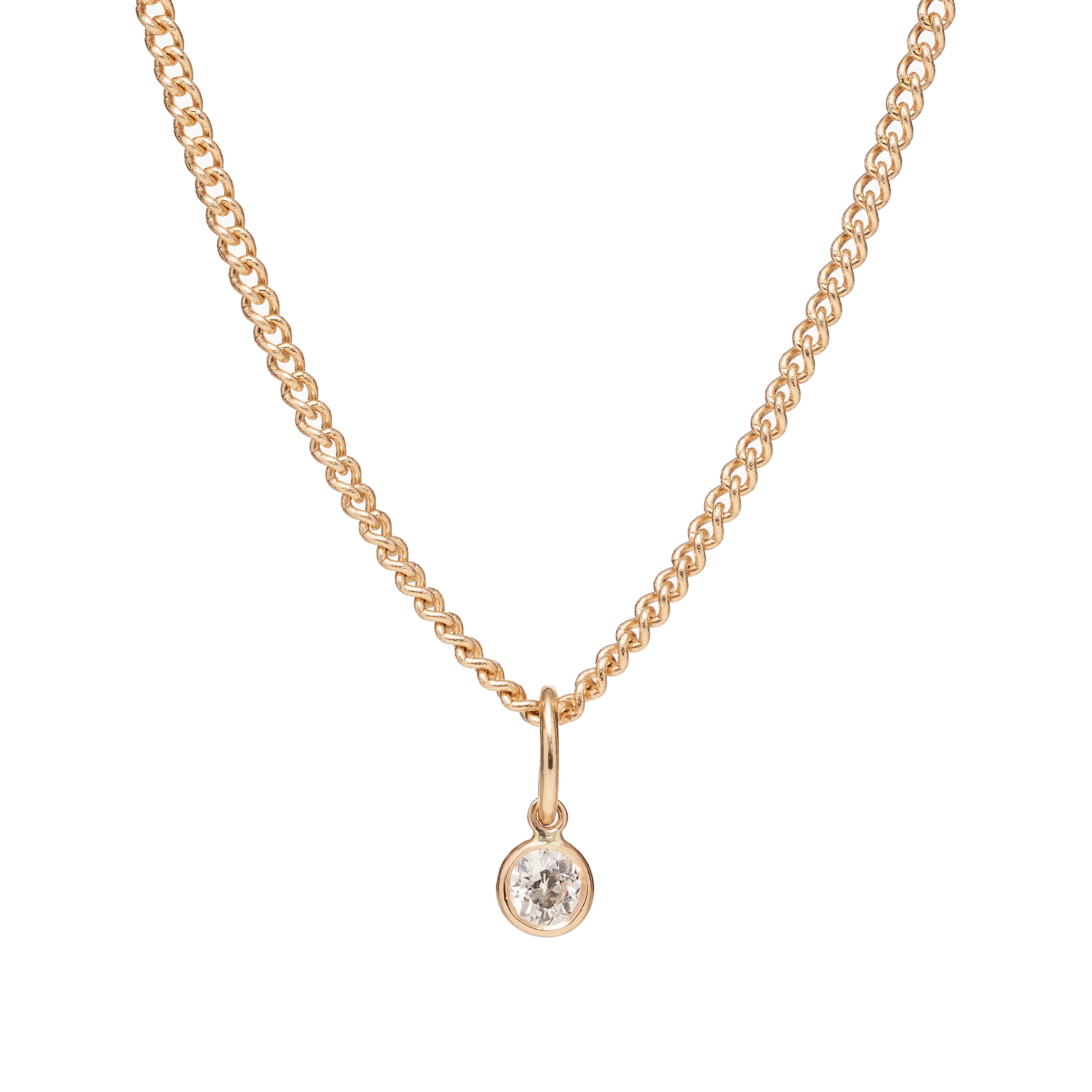 Métier Modern 14k Gold Bezel Set Diamond Charm Pendant- .35ct