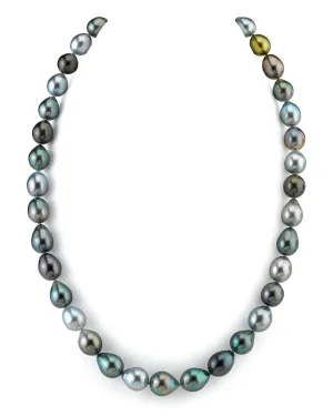 Multi-Color Tahitian Drop-Shape Pearl Necklace, 8.0-10.0mm - AAA Quality