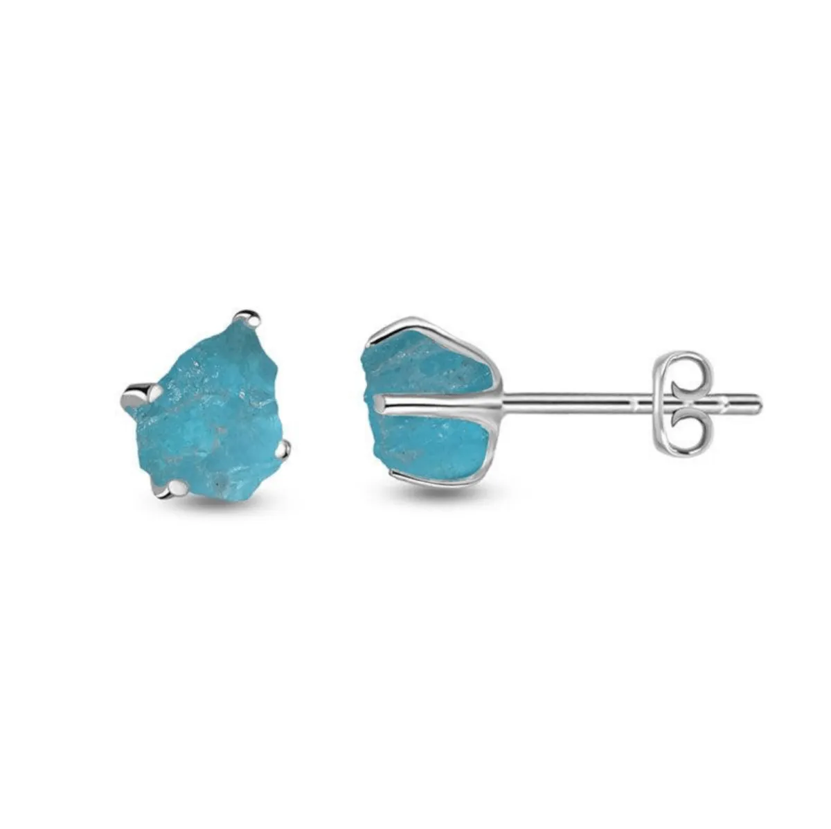 Natural Gemstone Sterling Silver Stud Earrings