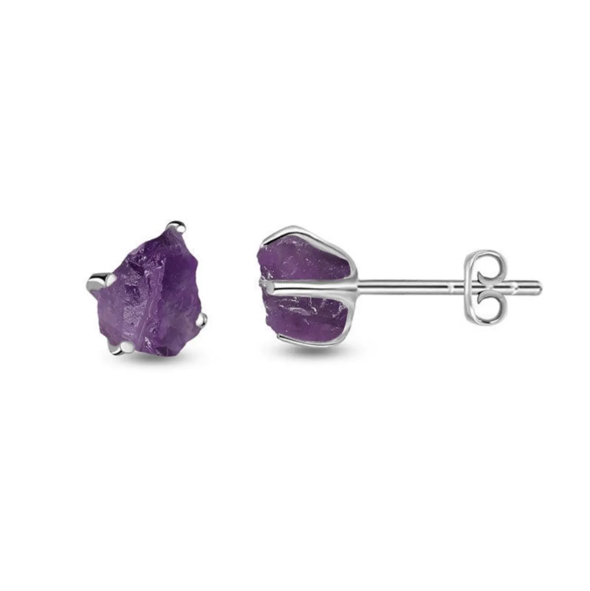 Natural Gemstone Sterling Silver Stud Earrings