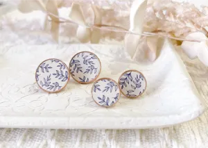 Navy Leaf Daisy Studs