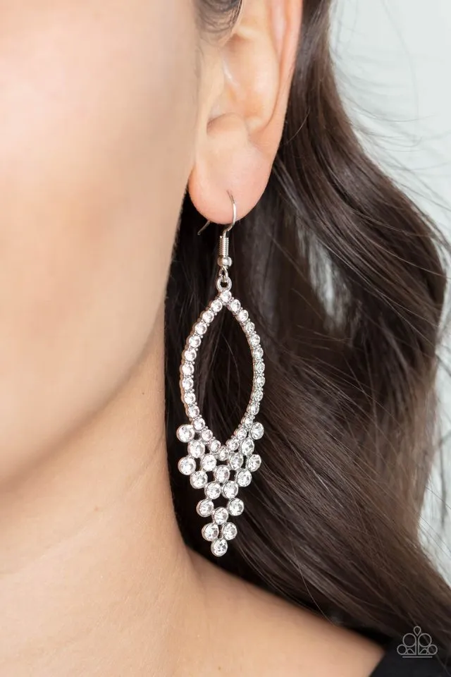 Paparazzi Earring ~ GLOWING off the Deep End - White