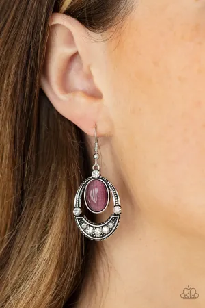 Paparazzi Earring ~ Serene Shimmer - Purple Cat's Eye Earring