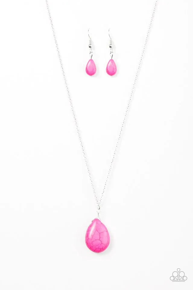 Paparazzi Necklace ~ Stone Solo - Pink