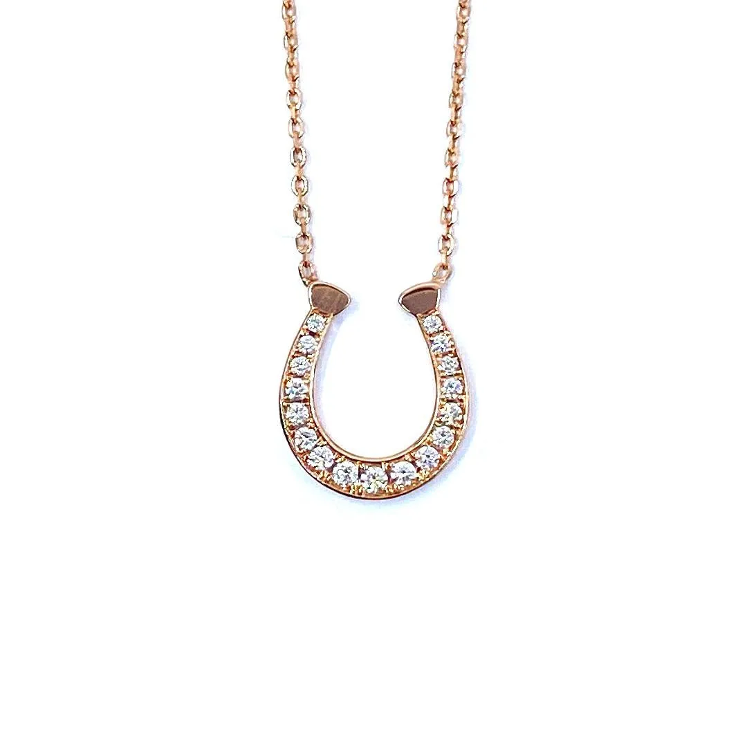 Pave Set Diamond Horseshoe Necklace