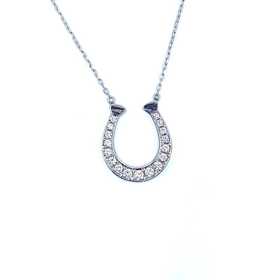 Pave Set Diamond Horseshoe Necklace