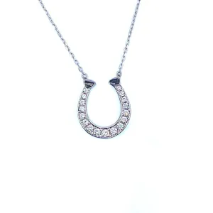 Pave Set Diamond Horseshoe Necklace