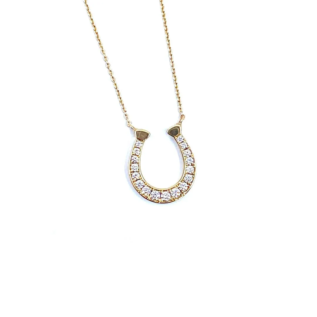 Pave Set Diamond Horseshoe Necklace