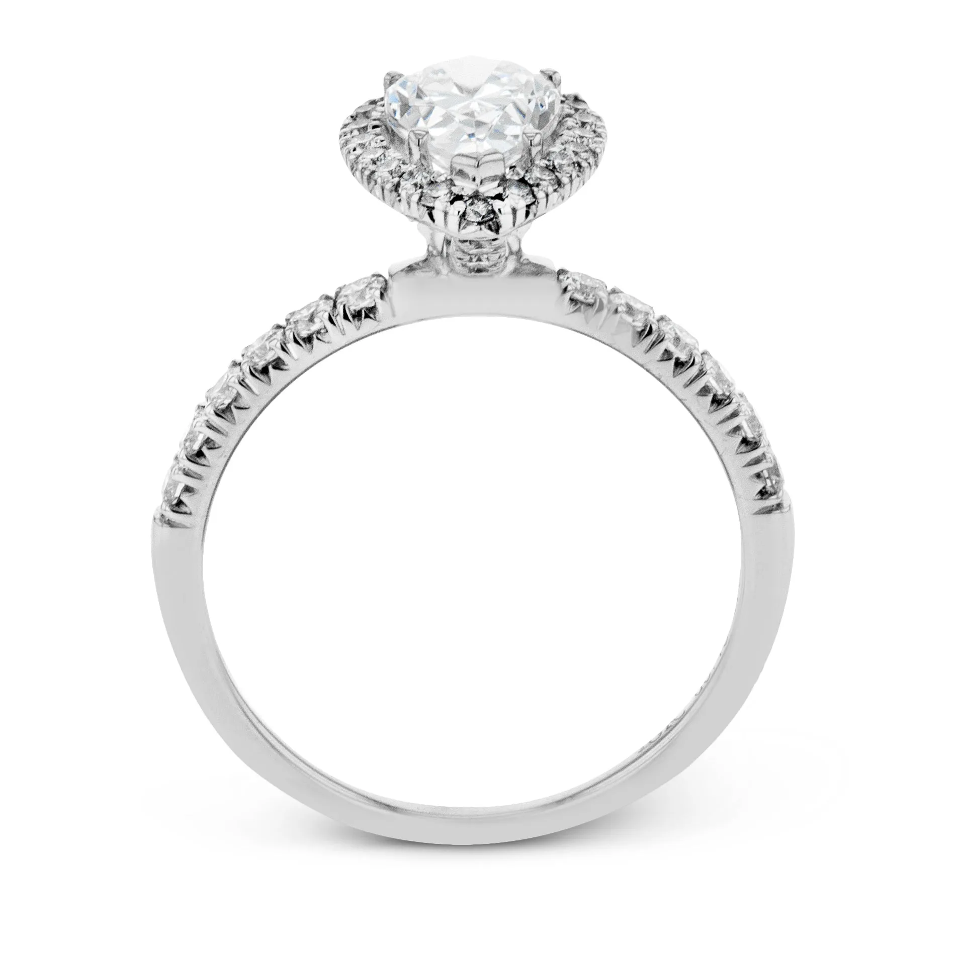 Pear-cut Halo Engagement Ring & Matching Wedding Band in 18K Gold with Diamonds