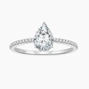 Pear CZ Engagement Ring