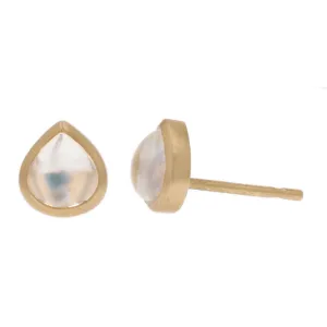 Pear-Shape Moonstone Bezel Studs