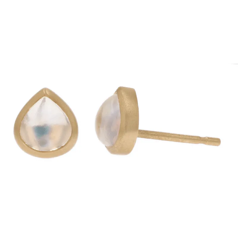 Pear-Shape Moonstone Bezel Studs