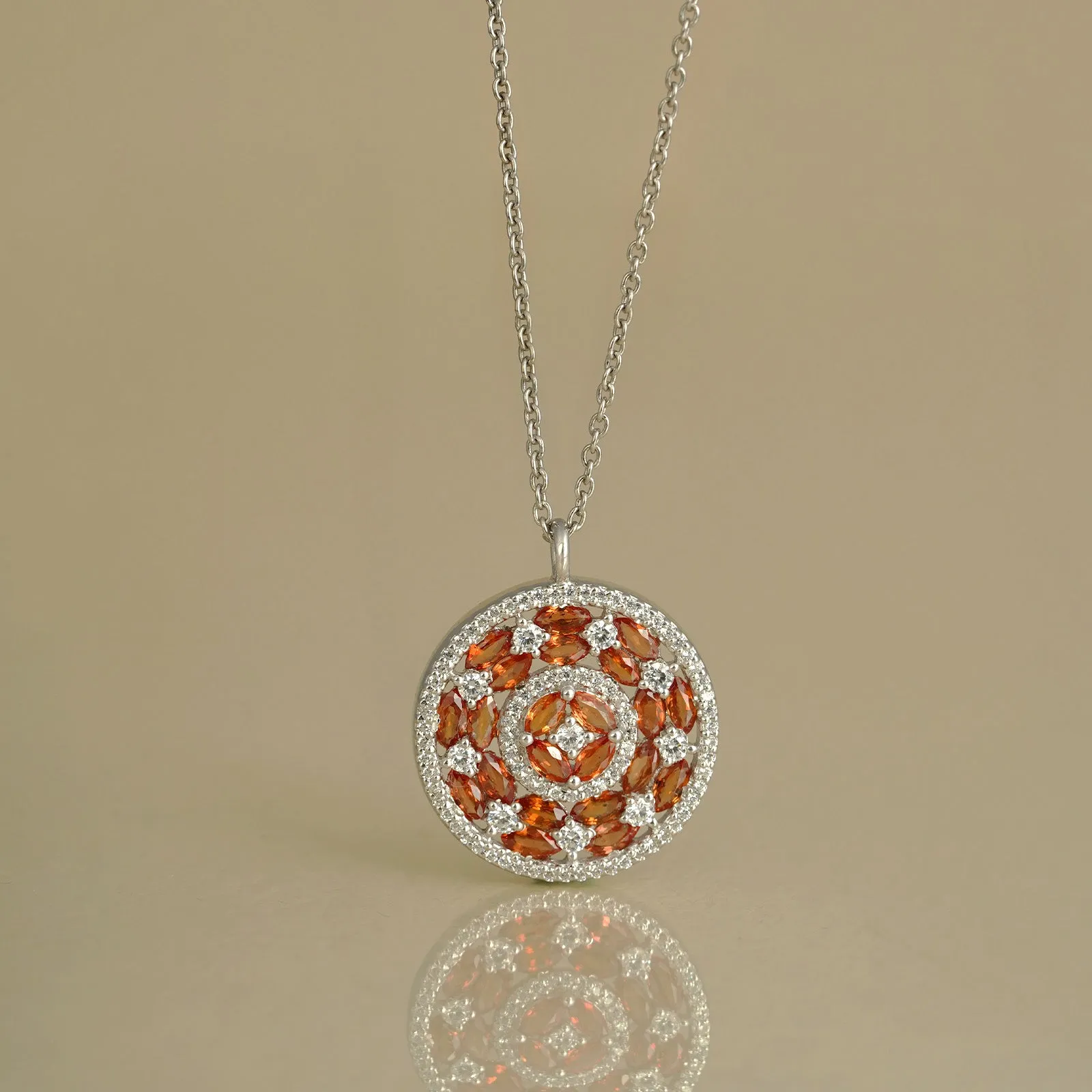 Phoebe Orange Sapphire Pendant Necklace